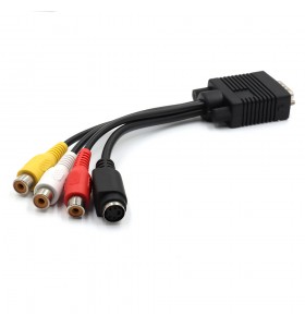 15pin VGA male to3RCA female and4PIN DIN adapter 